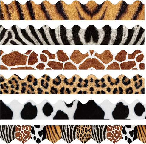Classroom Bulletin Board Borders Safari Animal Classroom Borders for Wall Decorations DIY Leopard Tiger Cow Print Bulletin Board Sticker for Schoo...