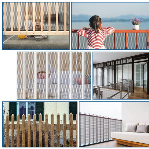Indoor Outdoor Baby Safety Stair Railing Net Baby Proofing Stair Balcony Banister Rail Guard Child Safety Stair Protection Safe Rail 10ft L x 2.6f...