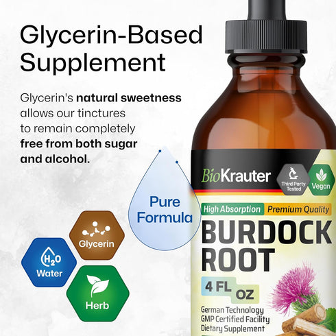 Burdock Root Tincture - Antioxidant Support Liquid Supplement - Organic Burdock Root Extract - Alcohol and Sugar Free - Vegan Drops 4 Fl.Oz....