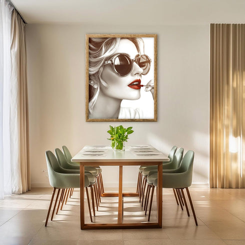 Posterizer 1 pcs-girly chic classic beauty-red lips and sunglasses 1-Photography Art Gift for Women, Fashionistas, Designer Fashion Fans Decor fo...