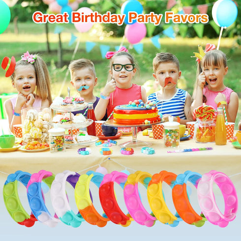 Kids Party Favors Pop Fidget Toys Bulk Its 24 Packs Fidget Bracelet It Birthday Party Favors for Kids Goodie Bags Stuffers Classroom Prizes Bubble...