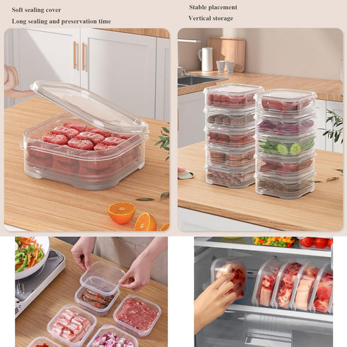 Food Storage Containers with Lids, Plastic Fridge Organizer Clear Bins, 350ml Sealed Food Containers, Reusable Takeaway Kitchen Freezer Storage Bo...