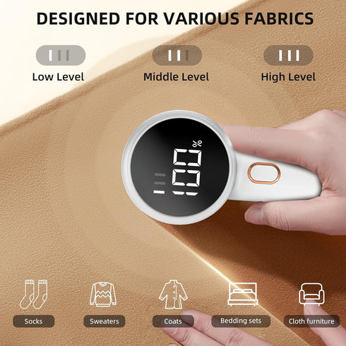 Fabric Shaver, Electric Lint Remover, Rechargeable Lint Shaver, Sweater Defuzzer to Remove Pilling, Battery Operated, 6-blade, 3-speed with LED Di...