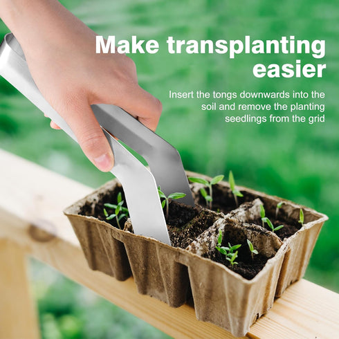 2 Pcs Seedling Transplant Tongs- 8.7 Inch Stainless Steel Gardening Plants Transplant Tongs- Seedling Remove Transplant Pliers for Reducing Root D...