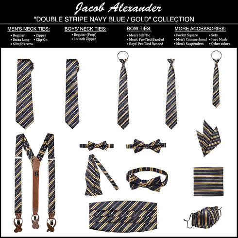 Jacob Alexander Woven Double Stripe Men's Pre-Tied Banded Bow Tie...