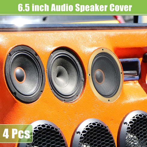 ACROPIX Universal 6.5" Car Speaker Grills Cover Mesh Round 6.5 Inch Audio Speaker Subwoofer Guard Protector Case with Screws Iron Gold Tone Black ...
