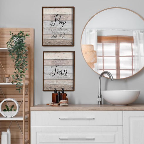 Silly Goose Gifts Funny Rustic Farm Animal Themed Bathroom Decor Wall Art Print Sets, Typography Country Bath Pictures Signs Wood Style (Call of D...