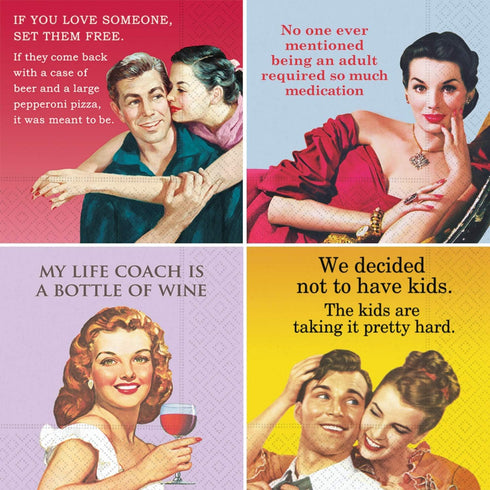 Retro Cocktail Napkin - Women Men Cocktail Napkin Funny Boxed Variety Pack 40 Total Napkin...