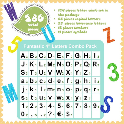 134 Pcs 5 Inch Bulletin Board Letters Colorful Alphabet Letters Numbers and Punctuation Cutouts Letters for Bulletin Board Wall Set for Display Bo...