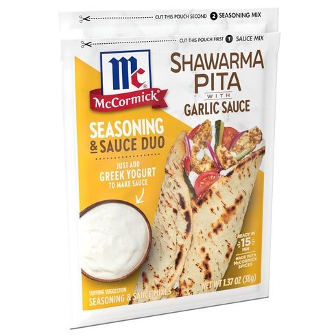 McCormick Shawarma Pita Seasoning with Garlic Sauce Mix, 1.37 oz (Pack of 6)...