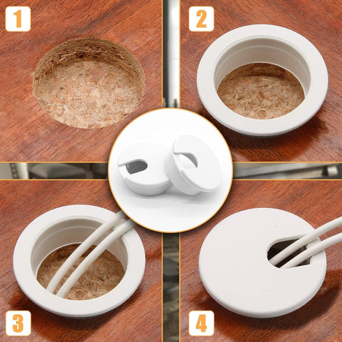 5Pcs White Wire Hole Cover,35mm/1.38 Inch Plastic Desk Cord Hole Cover for Table Desk Furniture Computer Cable Cord Organizer...