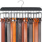 Belt Hanger for Closet Max 42 Belts, Sturdy Wood Belt Rack Closet Accessories with 14 Hooks Belt Organizer for Closet Organizers and Storage -Blac...