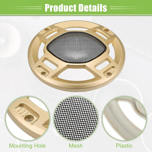 ACROPIX 5" Car Speaker Grills Cover Mesh Round 5 Inch Audio Speaker Subwoofer Guard Protector Case with Mounting Screws Iron Gold Tone Black - Pac...