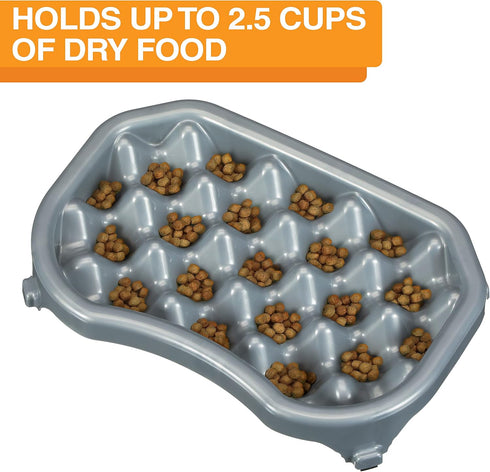 Neater Pet Brands - Neater Slow Feeder - Fun, Healthy, Stress Free Dog Bowl Helps Stop Bloat Prevents Obesity Improves Digestion (2.5 Cup, Silver ...