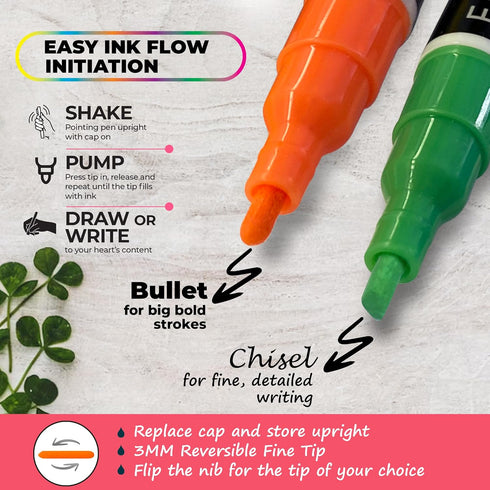 Liquid Chalk Markers Erasable for Chalkboard, Blackboard, Whiteboard, Signs, Windows, Mirror, Glass, Bistro - Dry Erase Markers, Chalk Paint Marke...