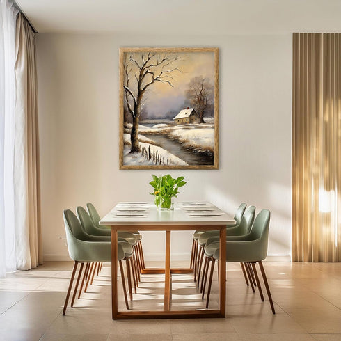 Posterizer 1 pcs-beautiful scenary of snowy winter in oil painting style-7-Landscape & Nature Art-GIft for Men Women Teens-Dining Room Decor- unfr...