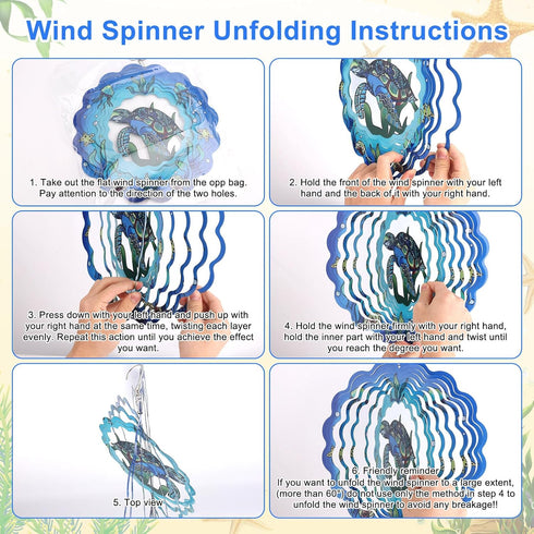 Sea Turtle Wind Spinner, Garden Wind Spinners 3D Hanging Turtle Garden Decor Metal Wind Kinetic Sculpture Gifts for Women Girls Outdoor Indoor Orn...