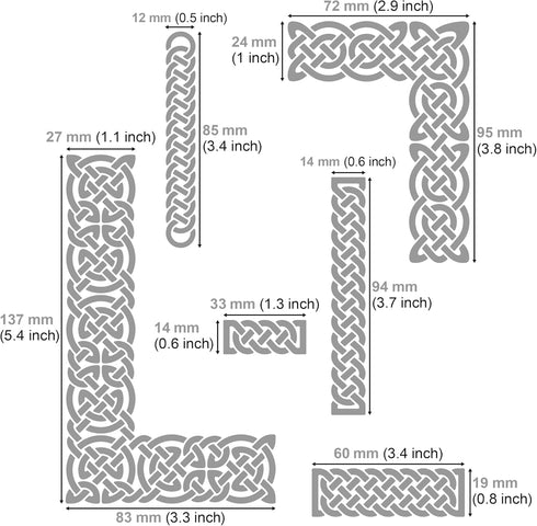 Aleks Melnyk No.36.2 Small Border Stencil for Scrapbooking, Celtic Knot, Ornate Viking, Stainless Steel Journal Stencil, Metal Stencil for Engravi...