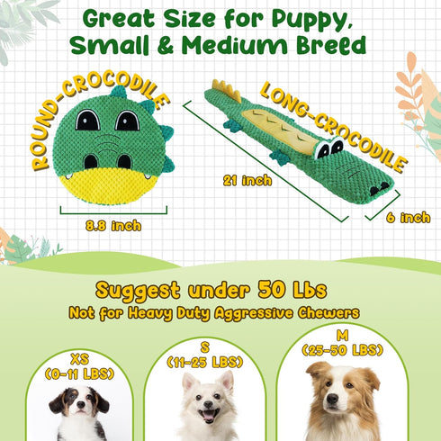 Interactive Dog Toys for Small Medium Dogs - 2 Pack Puppy Toys for Boredom and Teething, No Stuffing Squeaky Puppy Chew Toys with Crinkle, Treat D...