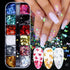 12 Colors Butterfly Nail Art Stickers Butterflies Nail Glitter Sequins 3D Art Accessories Butterfly Shape Flakes Powder Holographic Gold Red Pink ...