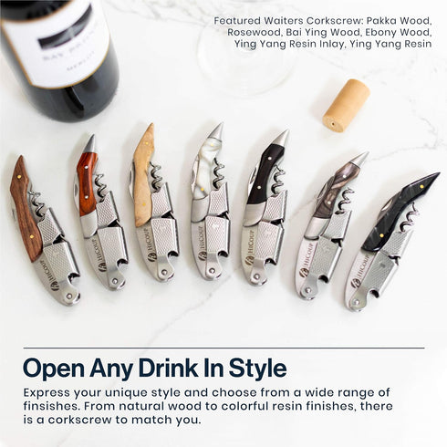 Hicoup Wine Opener - Professional Corkscrews for Wine Bottles w/Foil Cutter and Cap Remover - Manual Wine Key for Servers, Waiters, Bartenders and...