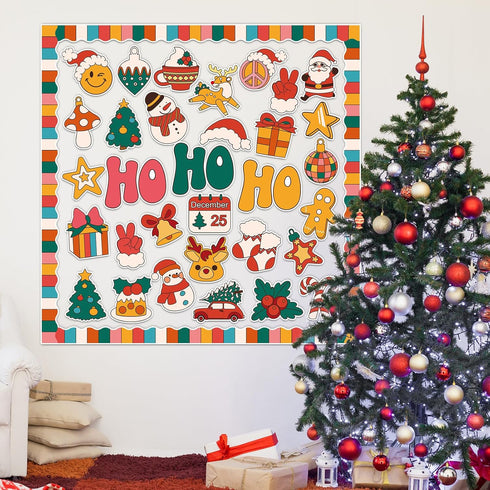 Christmas Bulletin Board Decorations Groovy Christmas Classroom Bulletin Board Christmas Tree Cutouts Classroom Decor Farmhouse School Holiday Bul...
