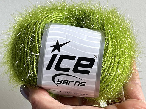 Spring Green Sparkle Soft - Ice Yarns Metallic Lurex Nylon Short Eyelash Yarn 50gr (1.76ounces) 140m (153 yards)......