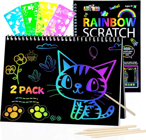 OSLINE Arts and Crafts for Kids Ages 3-5-10 Girls Boys,Rainbow Scratch Paper Art Notebooks,Art Supplies Kit for Kids Gift,Kids Party Favor Toys fo...