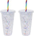 Generic 24 oz Reusable Color Changing Rainbow Cup with Rainbow Straw and Lid 4 Pack,Multicolor...