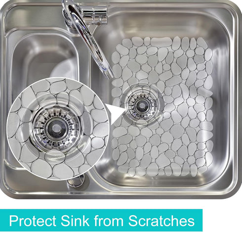 Coopay Kitchen Sink Mat Pebble Protect Mat PVC Eco-friendly Adjustable Stainless steel/ Porcelain Dish Drying Pad Protector for Bottom of Kitchen ...