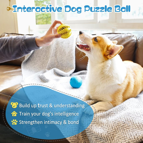 HIPPIH Dog Puzzle Toys 2 Pack, Interactive Dog Toys for Large Dogs & Small Dogs, Puppy Toys for Treat Dispensing, Durable Dog Balls for Teeth Clea...
