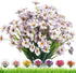 Artificial Outdoor Flowers,8 Bundles UV Resistant Fake Flowers,Artificial Violet Flowers Plastic Faux Flowers Greenery Plants for Outdoor Garden P...