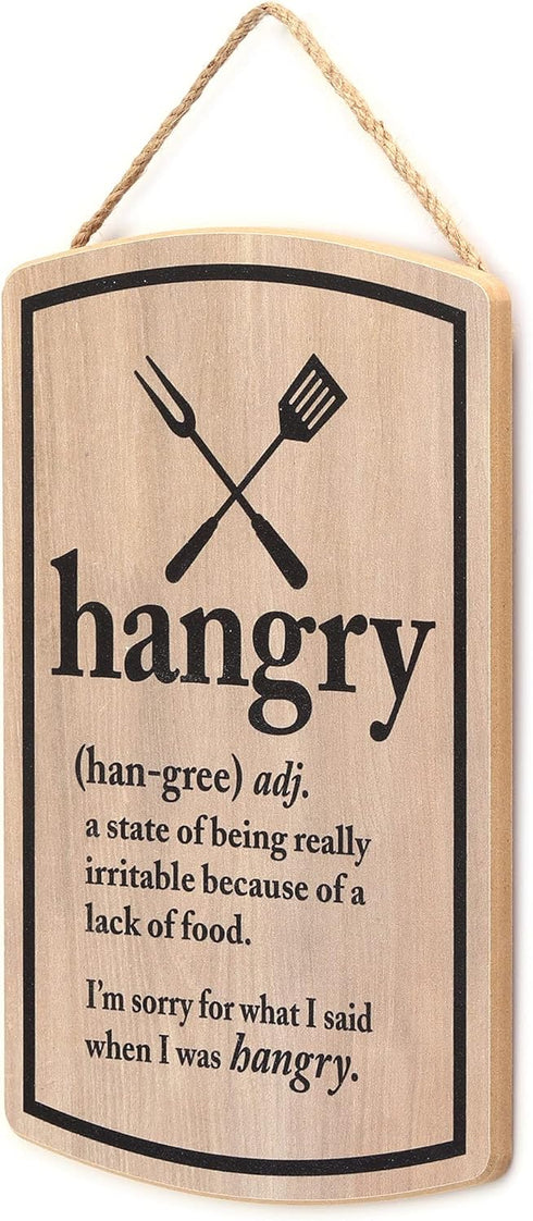 Hangry Definition Wood Wall Decor - Funny Hanging Sign for Kitchen - I'm Sorry For What I Said When I Was Hangry...