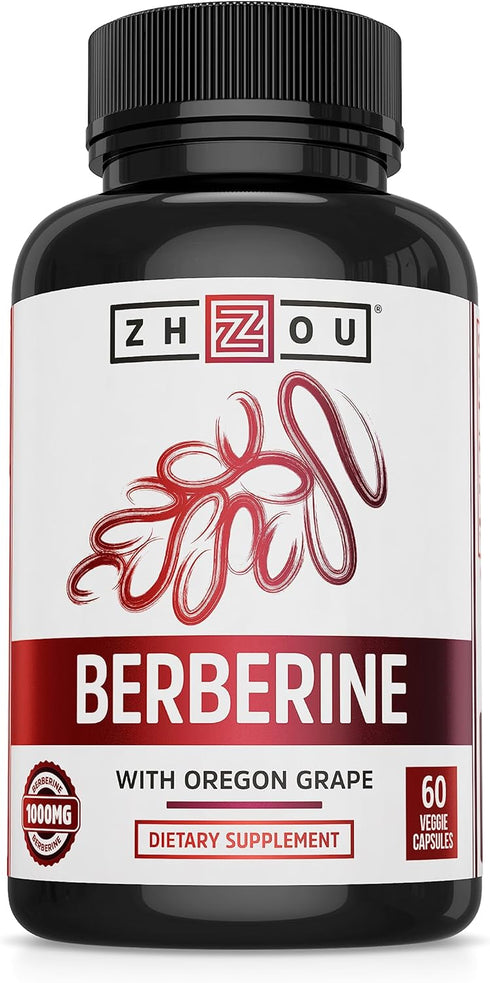 Zhou Nutrition Berberine Supplement 1000mg with Oregon Grape, Vegan, Gluten-Free, 30 Servings...