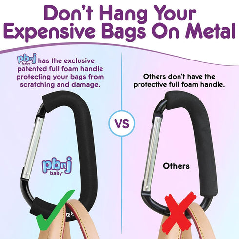 Stroller Hooks for Hanging Diaper Bags - Mommy Stroller Clip and Stroller Accessories Organizer Hook - Large Carabiner Clips for Mom Purse Shoppin...