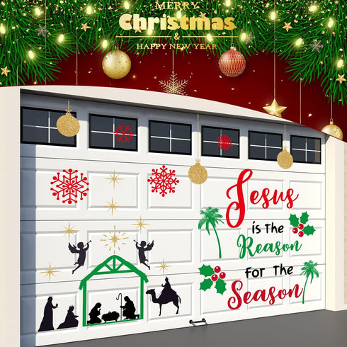 30 Pcs Christmas Garage Door Magnet Decorations Merry Christmas Winter Snowman Snowflake Santa Claus Garage Decorations for Refrigerator Car Bulle...
