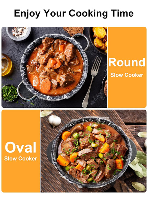 SMARTAKE Slow Cooker Liners, Large Size 13"x 21" Disposable Cooking Bags, Fit 3QT to 8QT for Slow Cooker, Cooking Trays, Suitable for Oval & Round...