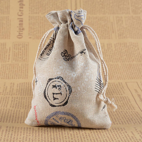 OLIREXD 10PCS Drawstring Gift Bag, Eiffel Tower Pattern Cotton Linen Home Travel Storage Packing Bags Reusable Gift Bags for Storage Teas Spices J...