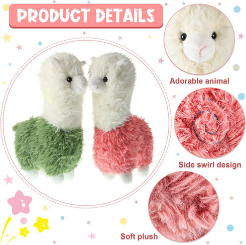 2 Pieces Llama Stuffed Animal 10 Inches Cute Llama Alpaca Plush Toy Gifts for Girls Boys Birthday Home Wedding Christmas Party Decorations(Green, ...