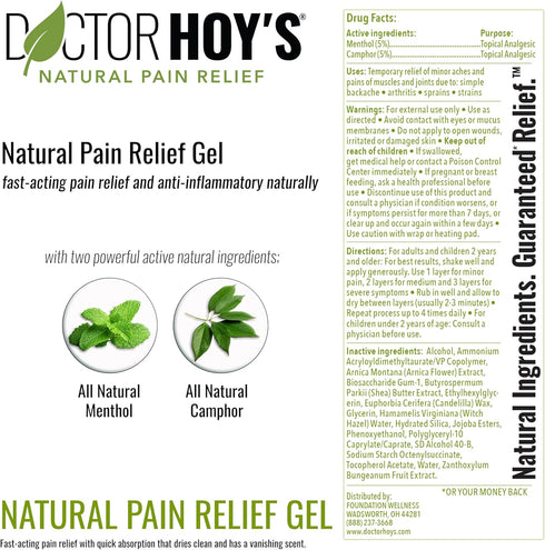 DOCTOR HOY'S Natural Pain Relief Gel, Topical Arnica Anti-Inflammatory Gel for Arthritis, Joint Pain, and Muscle Strains - Clean, safe and effecti...
