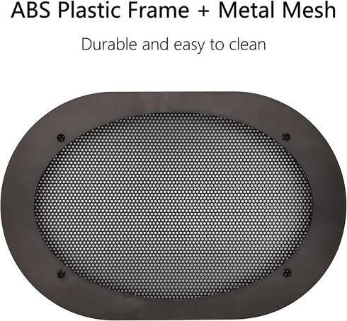 4" x 6" Speaker Grill Covers, Car Speaker Subwoofer Guard Protector, ABS Plastic Frame with Metal Mesh, Black - 2Pcs...