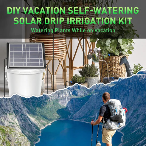 39 FT Solar Drip Irrigation Kit System, Garden Watering System?3W 3000mAh Larger Capacity?Auto Easy DIY Watering Device, Automatic Outdoor/Indoor ...