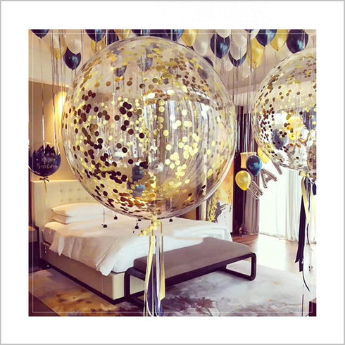 36 Inch Jumbo Confetti Balloons, Giant Latex Balloon with Gold Confetti (Premium Helium Quality) Pkg/6 Latex glitter balloons for Party/Birthdays/...