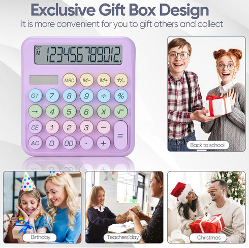 Desktop Calculator 12 Digit,Dual Solar Power and Battery,and LCD Display, Big Buttons, for Home, Office, School, Class and Business, 4 Function Sm...