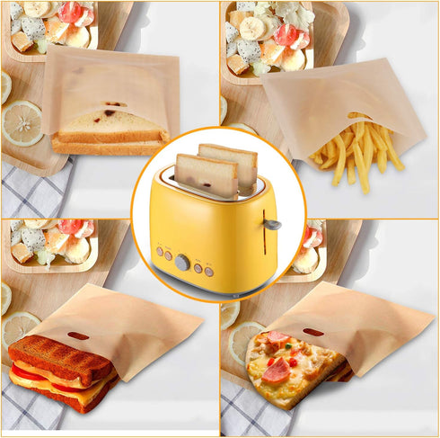 10 Toaster Bags Reusable grilled cheese bags Non Stick Toaster Bag for Sandwiches, Chicken, Nuggets, Panini and Garlic Toasts...