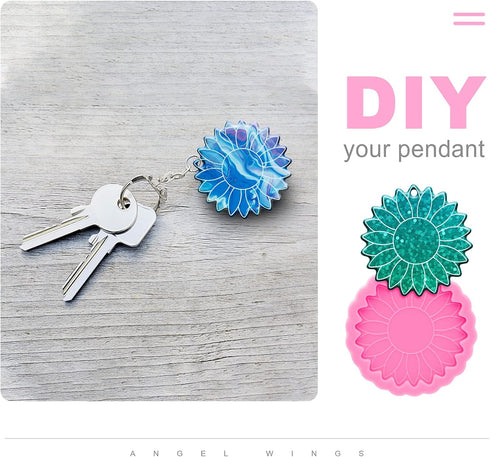 Super Glossy Sun Flower Resin Mold Keychain Silicone Mold for DIY Epoxy Resin Jewelry Making Keychain Pendant Craft...