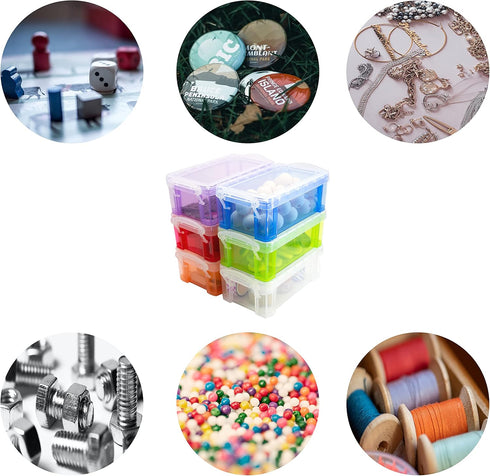 Small Plastic Box, 4.3" X 2.3" X 1.5" Stackable Mini Storage Box with Lid, Clear Organizer Container for Jewelry Beads Small Crafts Items Accessor...
