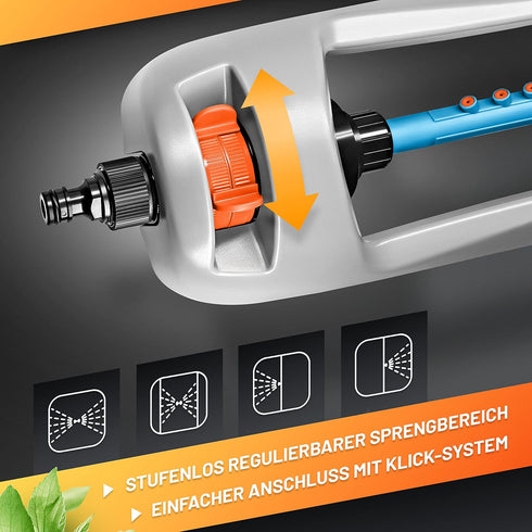GRÜNTEK Oscillation Sprinkler PRIMAVERA up to 3617 ft² Irrigation Area, Blasting Width Up to 69x49ft., Oscillating Sprinkler for Lawn, Plants, Gar...