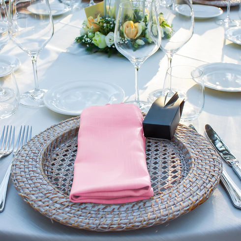 ANECO 12 Pieces Satin Napkins Soft Dinner Napkins Square Table Napkins 17 x 17 Inches for Restaurant Weddings Party Dinner Decoration (Pink)...