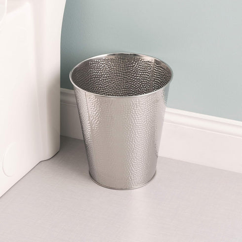 Home Basics Hammered Stainless Steel Bathroom Garbage Wastebasket bin 6 Liter, Chrome Finish...